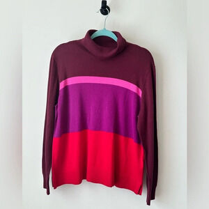 Lands End Turtleneck - Fuchsia Plum Block - Size XLP - NWT